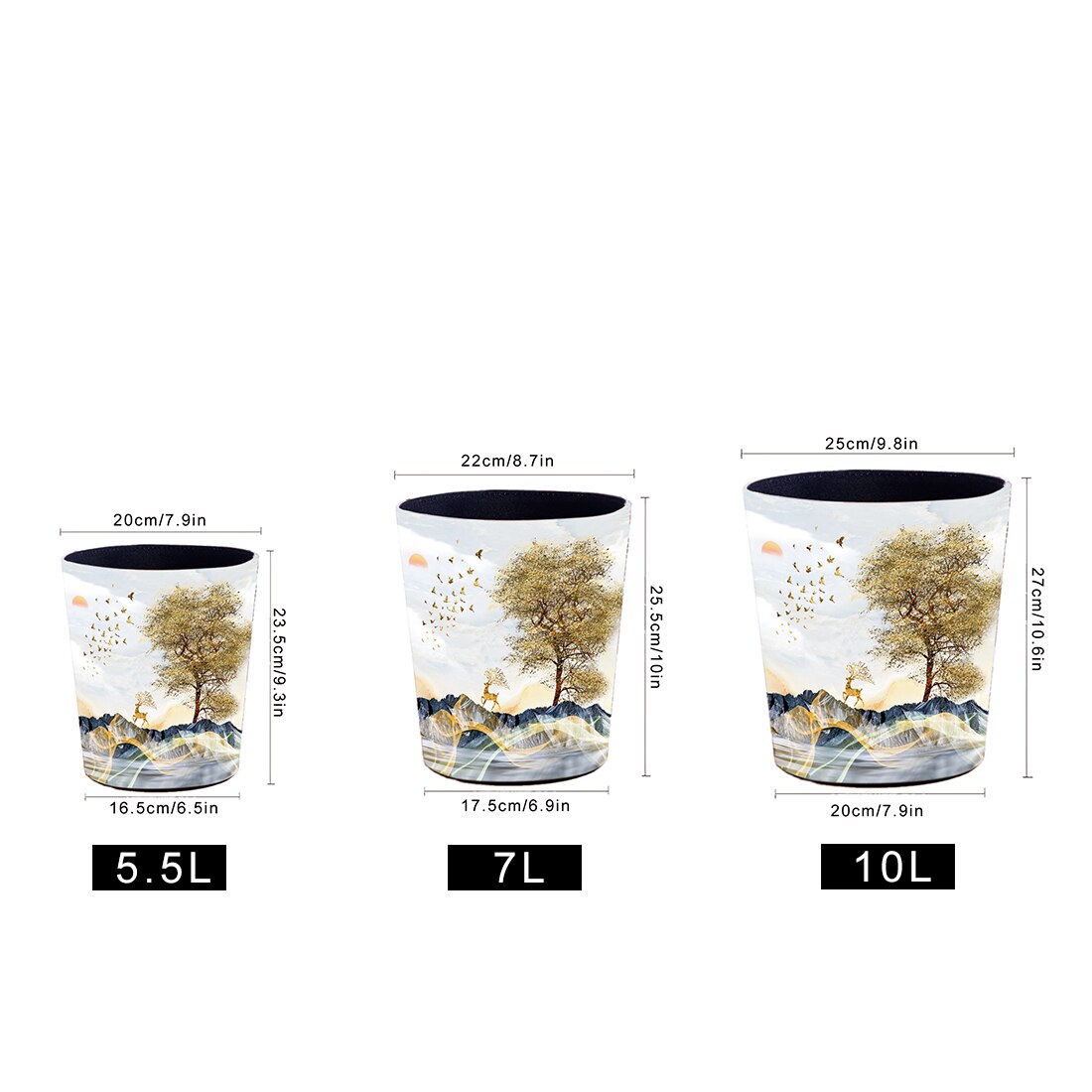 1pcs 5.5L /7L /10L Waterproof Leather Trash Bin Waste Container Garbage Can Wastebasket Office Paper Basket Household - Leaves