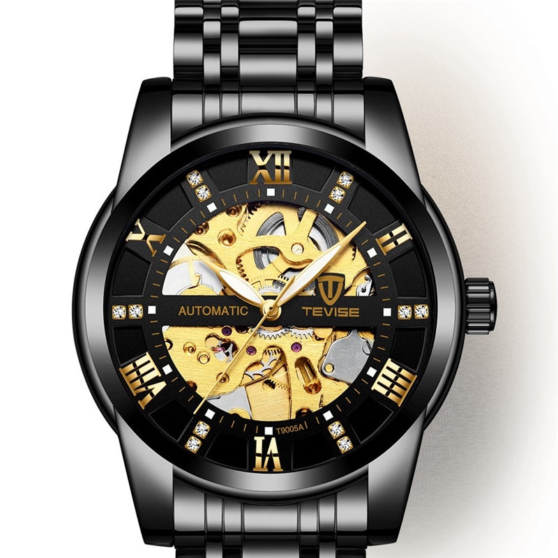 Herenhorloge zakelijk roestvrij staal waterdicht sport lichtgevend hol mechanisch horloge relogio masculino