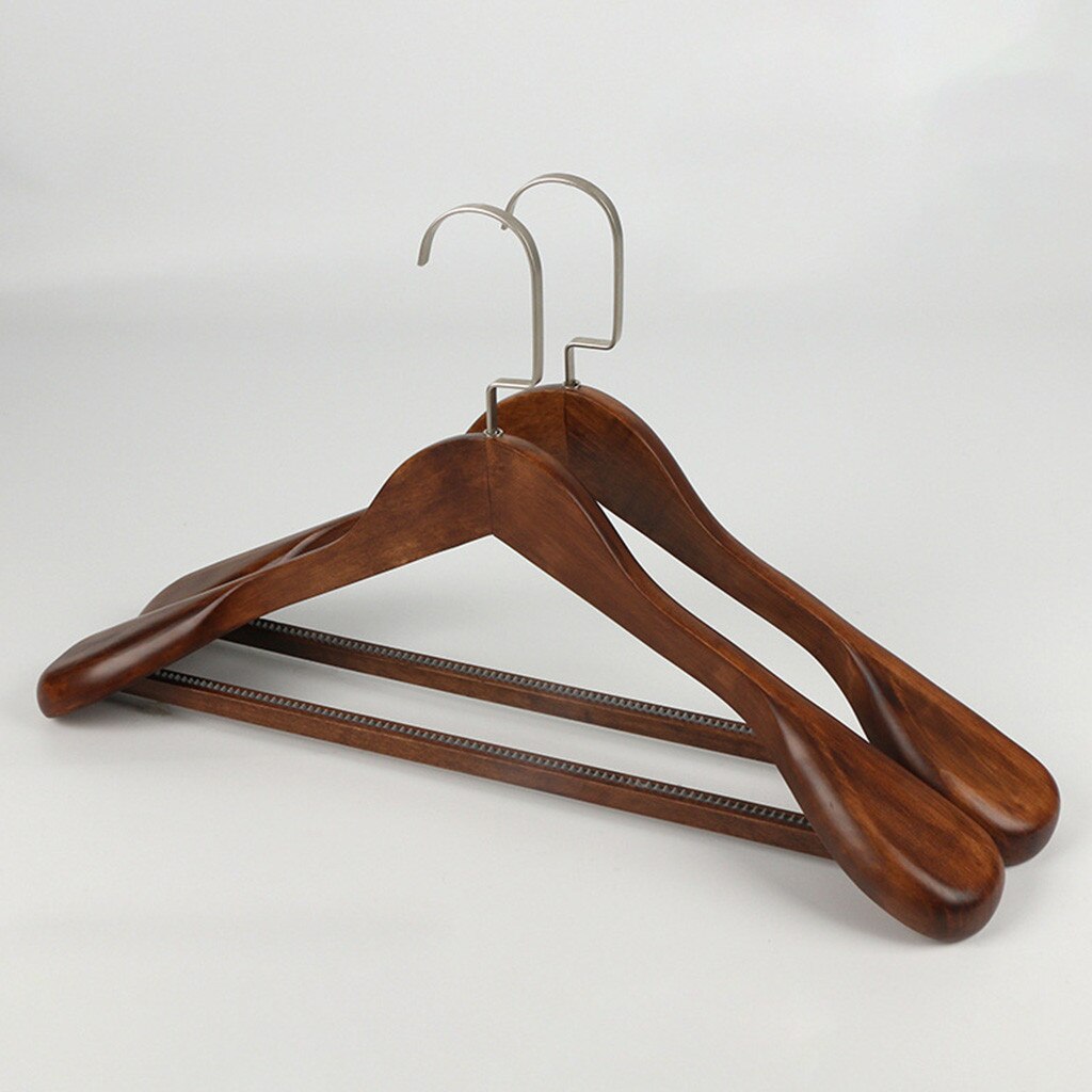 High-Grade Wide Shoulder Wooden Coat Hangers - Solid Wood Suit Hanger: D