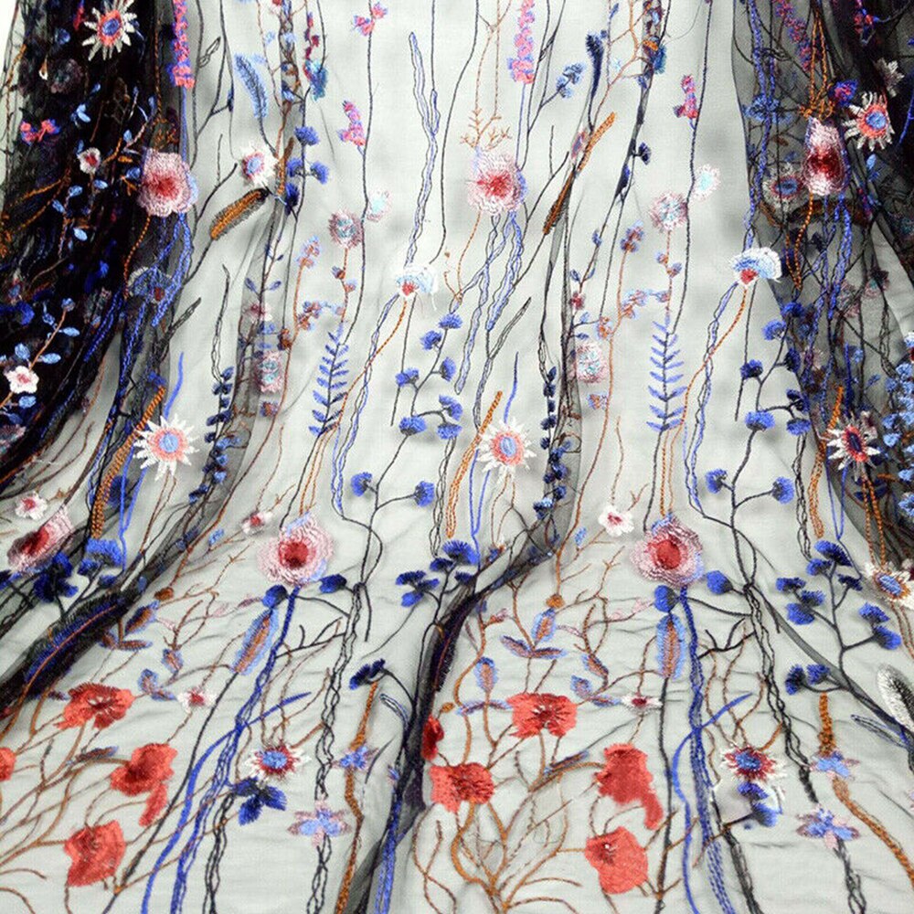 Tela de malla Floral bordada para vestido de novia, velo de gasa de tul para hacer vestidos, ropa de encaje: 2