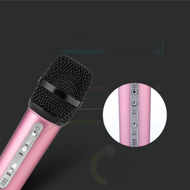 Mini Draagbare Auto Microfoon Fm Draadloze Bluetooth Mobiele Telefoon Zingen Het K Full Microfoon Shen Mai Compatibel Mobiele Computer: Rose gold