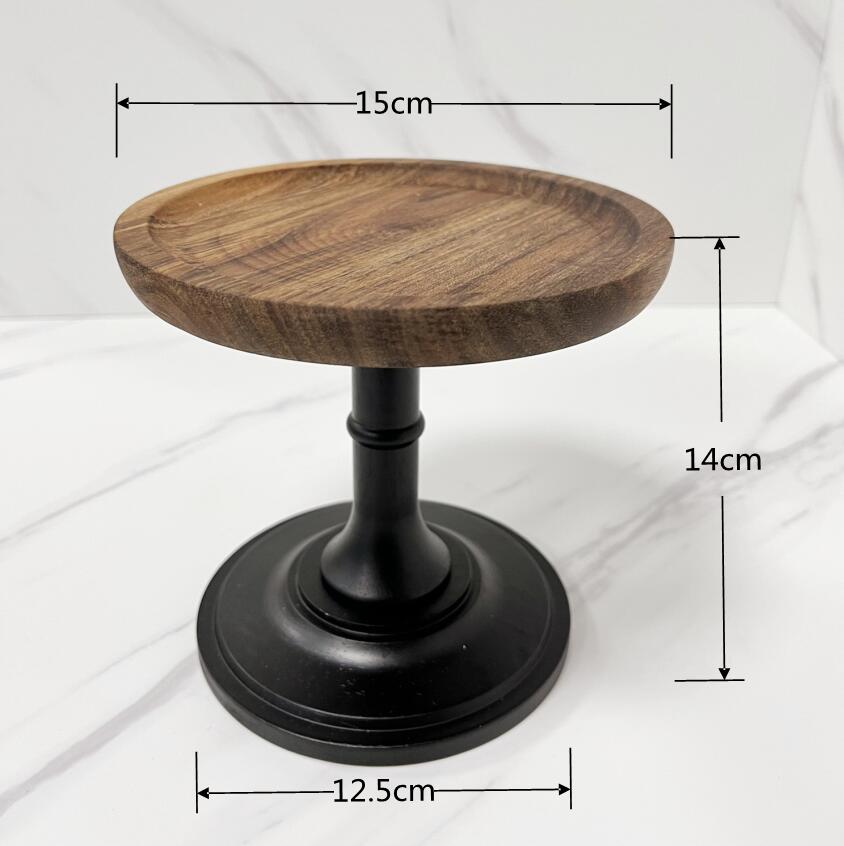 6.5/8.5/10/11 inch solid wood plate fruit plates For home kitchen supplies dessert cake stand Plates for food storage tray: S 15X15X14CM