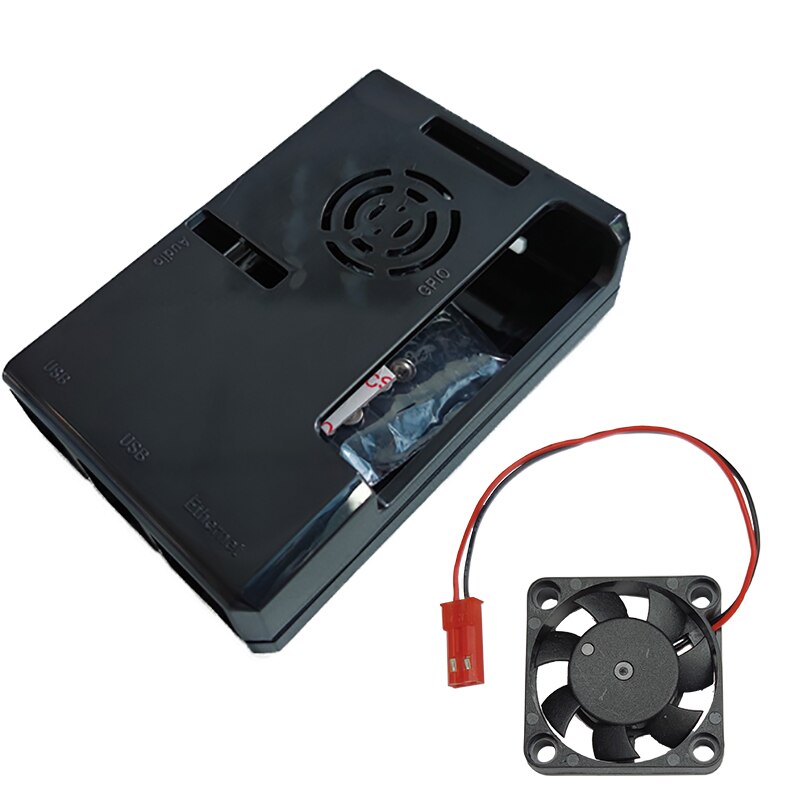 Funda Raspberry pi 4, carcasa Raspberry Pi con ventilador de refrigeración, funda negra transparente para Raspberry Pi 4 modelo B, Pi 4B, Pi 4: Black case with fan