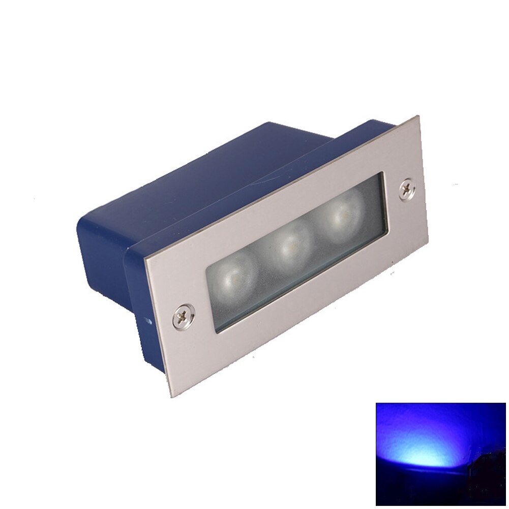 Pathway Garden Staircase Corner Outdoor Waterproof Footlight Stair Lamp Rectangular Led High Brightness Step Light Park Wall: Blue