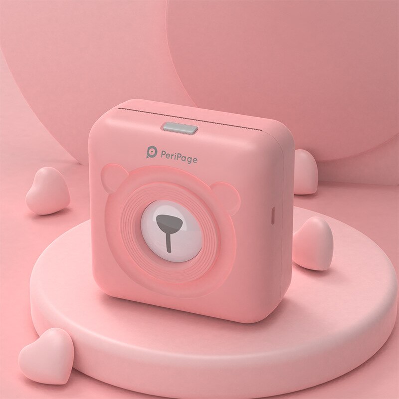 GOOJPRT A6 PeriPage Cute Mini Portable Bluetooth Wireless Paper Photo Printer Pocket Thermal Printing USB Connection: pink