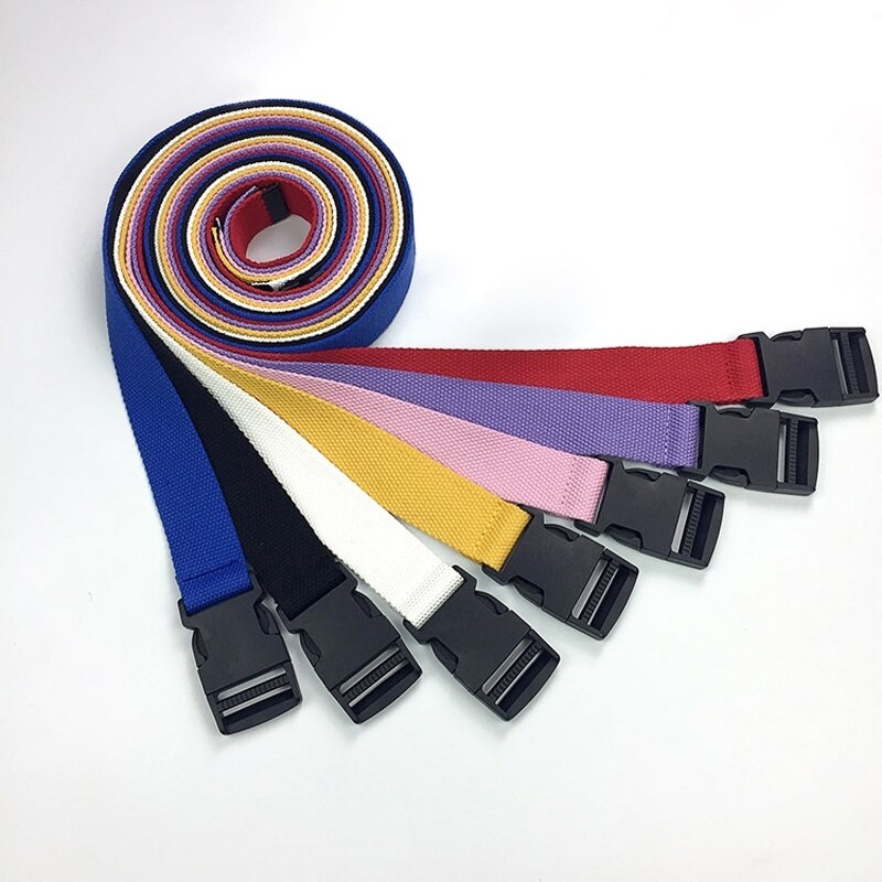 Cinturones de tela suave para hombre y mujer, cinturón de lona ajustable, informal, con hebilla de plástico, cinturón largo