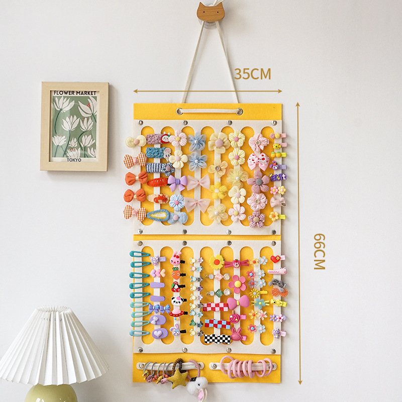 Organizador de lazos para el cabello de gran capacidad, soporte para la diadema, colgador de almacenamiento de Clip para el cabello colgante de pared, ahorro de espacio, decoración de la pared de la habitación de las niñas: Negro