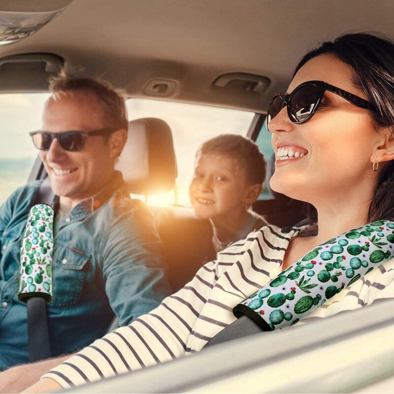 Cactus Auto Accessoires Set, Cactus Stuurhoes, Leuke Cactus Sleutelhangers, cactus Autogordel Pads Cover