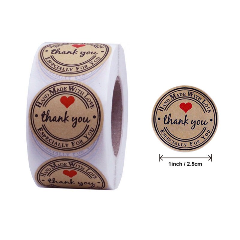 500Pcs 1 inch Roll sealing stickers round cowhide blank sticker label Kraft paper DIY Paper bag packaging 25*25mm: B-12