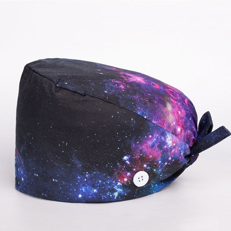 Damska sala operacyjna kapelusze apteka czapka pielęgniarska laboratorium sklep zoologiczny czapka lekarska Surgicals kapelusz dla obu płci kwiatowy sala operacyjna kapelusz: czarny