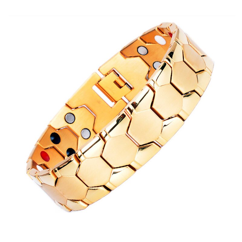 Männer Körper Schmuck 18mm Breite 4 Farbe Edelstahl Multi Sphärische Germanium Stein Verknüpfung Gesunde Armbinde Schwere