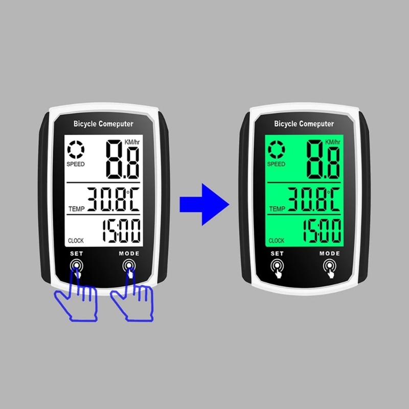 Mini fietscomputer, waterdicht, met snelheidsmeter en kilometerteller met 19- functies, fietscomputer met snoer.