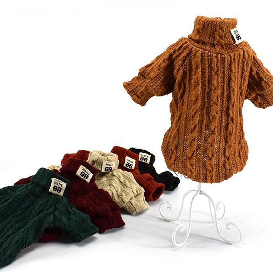Pet Dog Jumpers Coats Hand Knit Cat Puppy Chihuahua Clothes POLO Neck Sweaters