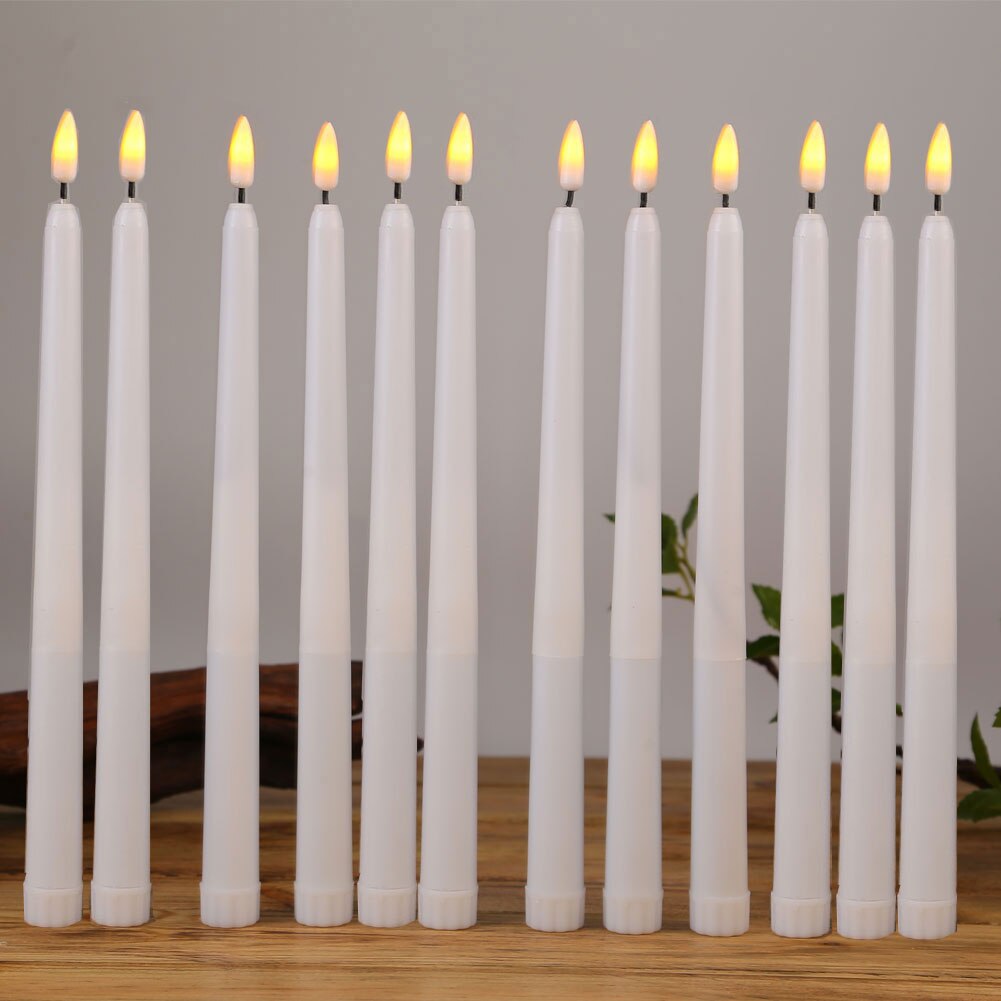 30 pieces 11 inch plastic flickering flameless led taper candles for restaurant candlelight dinner docoration-28 cm: yellow light B