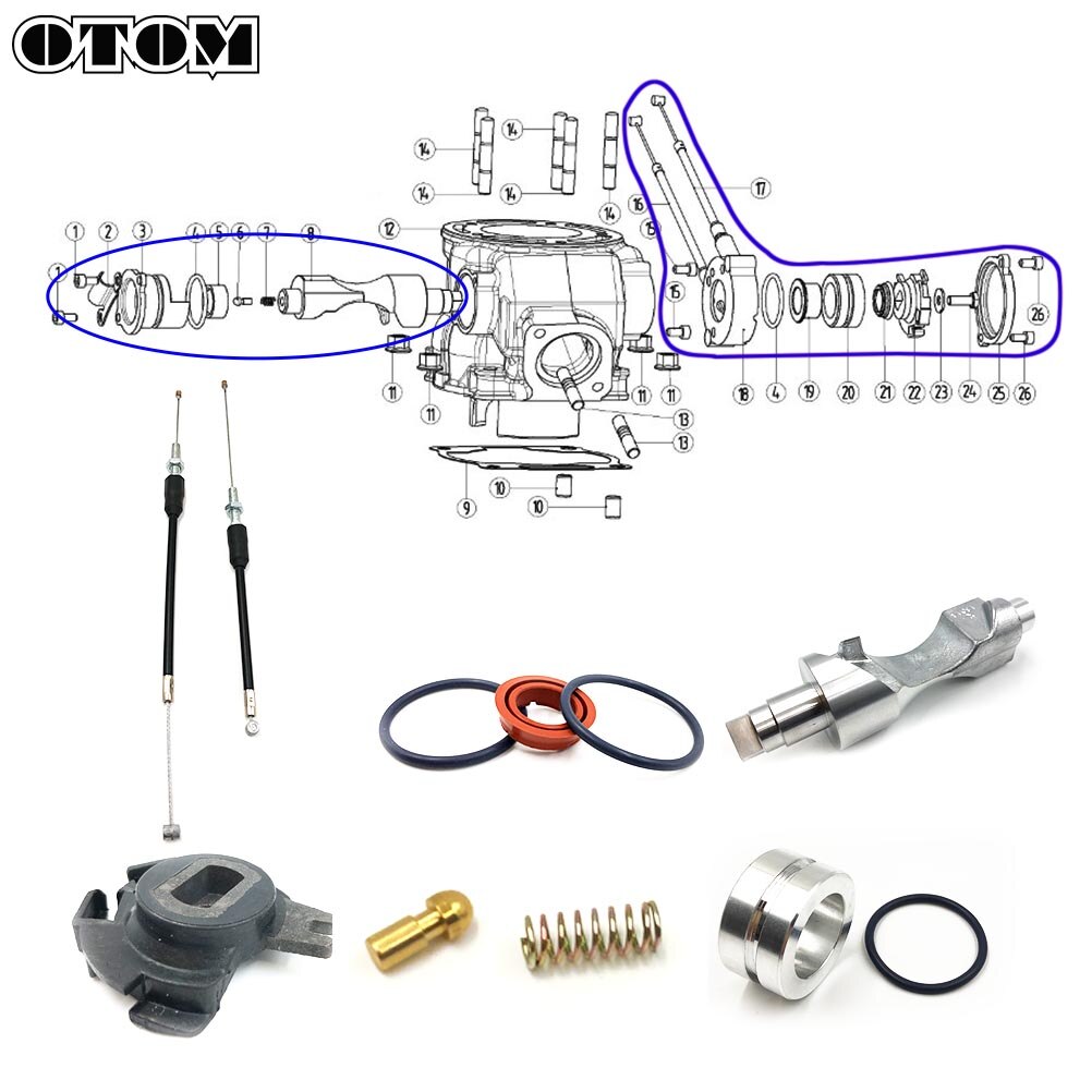 OTOM Motocross Control Valve Assembly Repair Accessories For YAMAHA DT230 MT250 2-stroke dt 250cc Motorcycle Parts