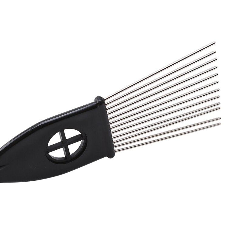 Peine de púas africano de Metal para uso en salón, peine de inserción de pelo, horquilla de Dientes anchos, cepillo para pelo rizado, color negro,
