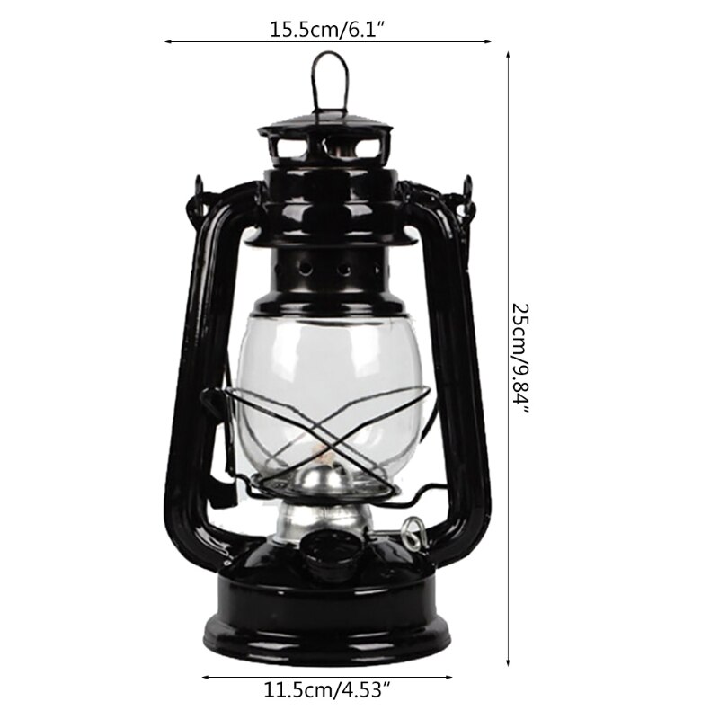 Lámpara de queroseno Retro clásica, linternas regulables, mecha, portátil, decoración de Camping, HX6D