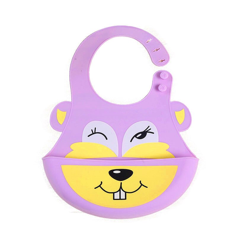 Cartoon Baby Silicone Bibs Waterproof Toddler Kids Adjustable Food Bib Baby Feeding Stuff Burp Cloth Boy Girl Bibs Apron Baberos: Purple