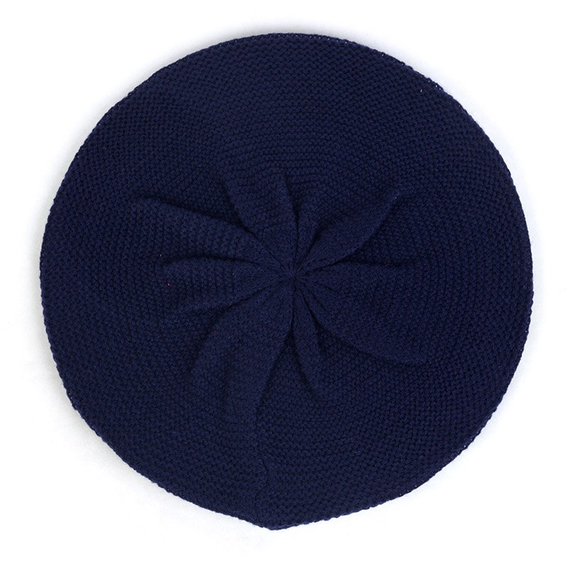 Geebro kvinders afslappet almindelig farve strik baret hat forår efterår tynde akryl baretter til kvinder damer kunstner beanie baret hatte: Flåde