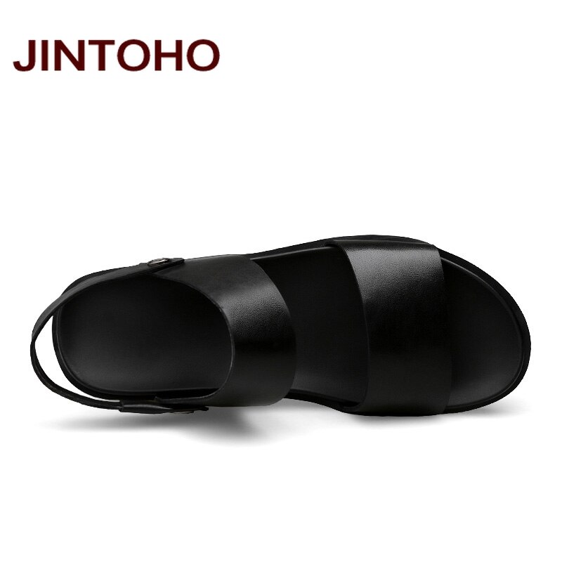 JINTOHO Mannen Sandalen Mannen Lederen Sandalen Zomer Strand Mannen Schoenen Lederen Slippers Voor Mannen Slides