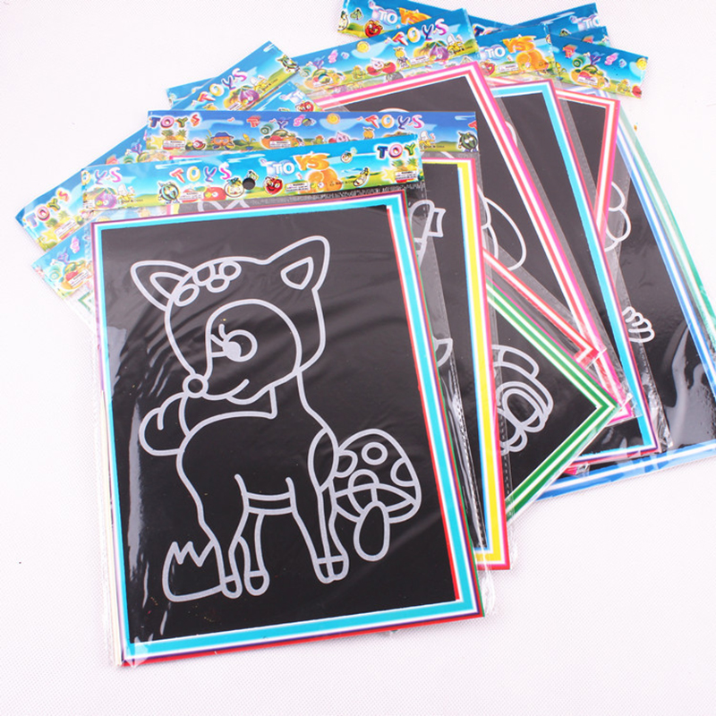 20 stks/partij 13*9.5 CM Kids Magic Scratch Art Pad Schilderen Kaart Educatief Spel Speelgoed Vroeg Leren Tekening Speelgoed