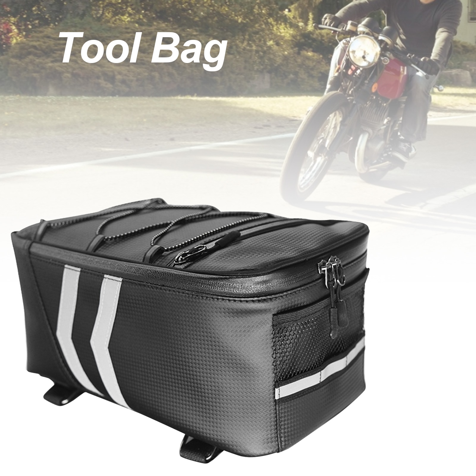 Large-capacity Motorcycle Tail Bag Bicycle Rear Seat Bag Waterproof Rear Duffel Bag With Safety Reflection For Motorcycle