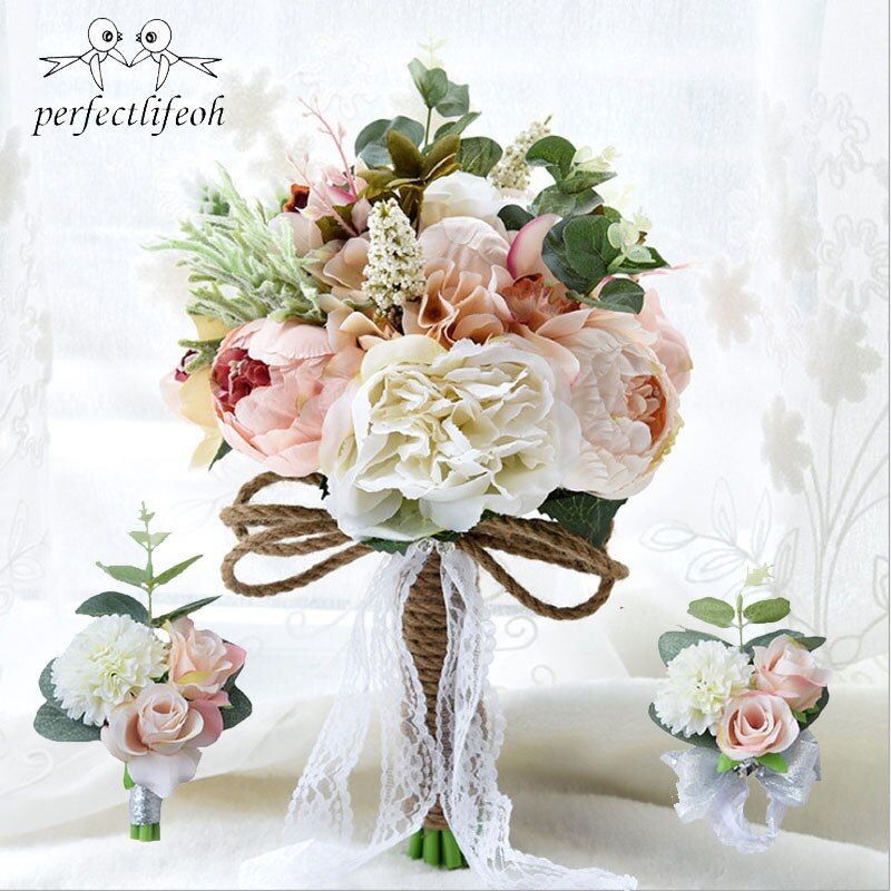 Artificial Bouquets De Casamento Para Noivas Fora Do Laço Flores Do Casamento Broche Bouquet Bouquets De Mariage: 05