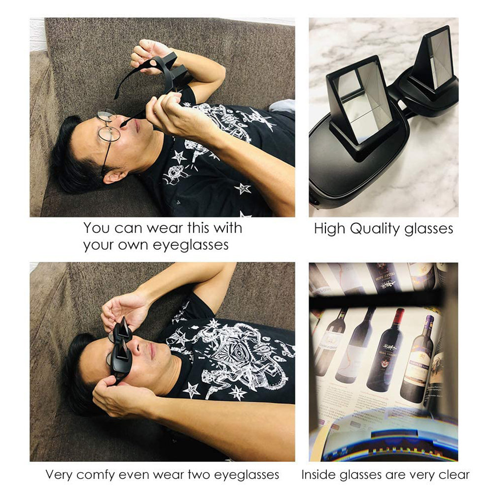 Amazing Lazy Periscope Horizontal Reading Books Sit Glasses On Bed Lie Down View TV Myopia Usable Prism Spectacles