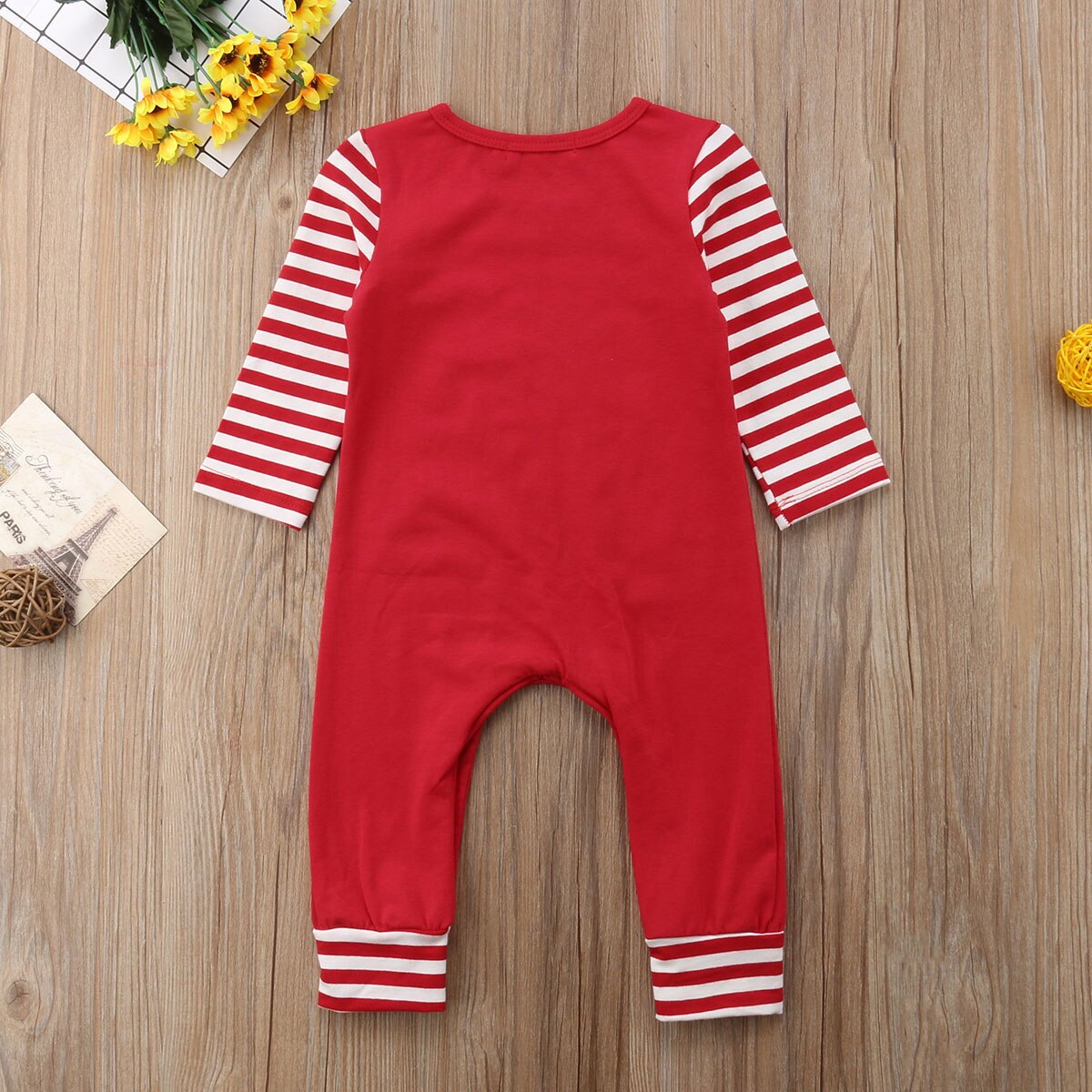 Baby Girl Boy Christmas Long Sleeve Letter Santa's Romper Jumpsuit Clothes Outfits