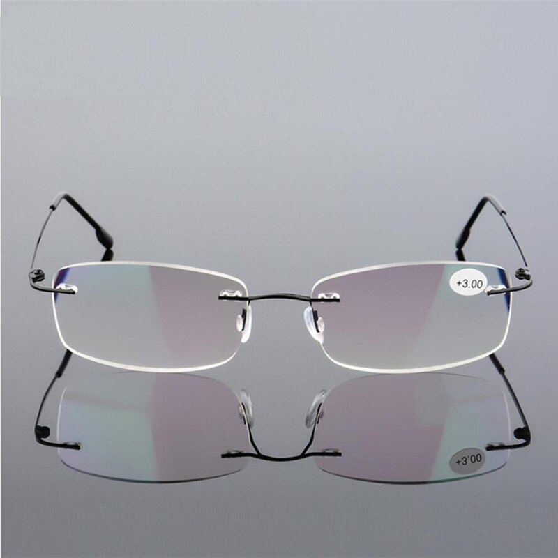 Unisex Titanium Legering Randloze leesbril, Vrouwen High Definition Anti Vermoeidheid Ultralight Frameloze Presbyopie Eyewear A859