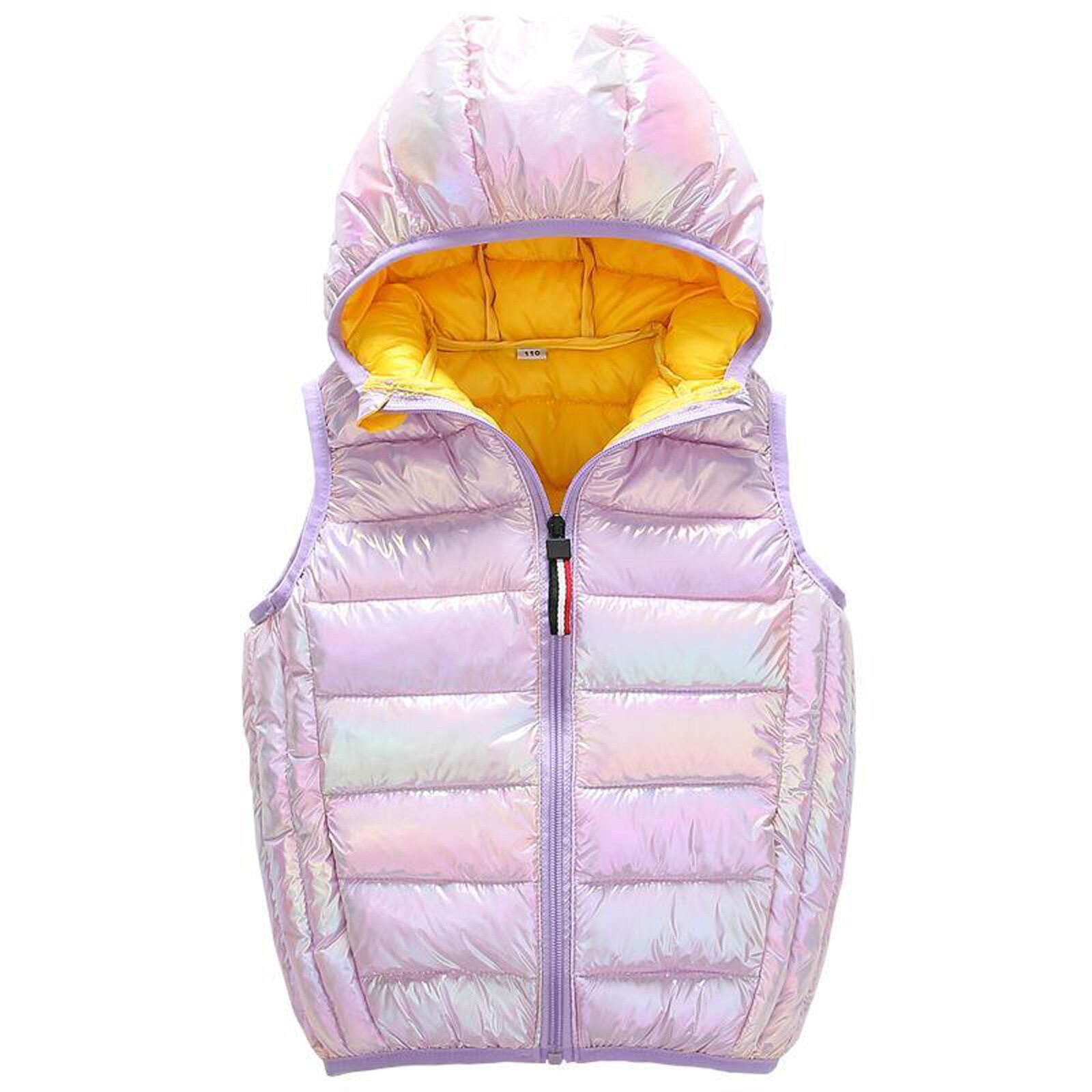 Crianças dos miúdos do bebê meninos meninas colete inverno quente casaco colorido manter quente sem mangas jaqueta com capuz para a menina casaco roupas dos miúdos: ROXO / 3T