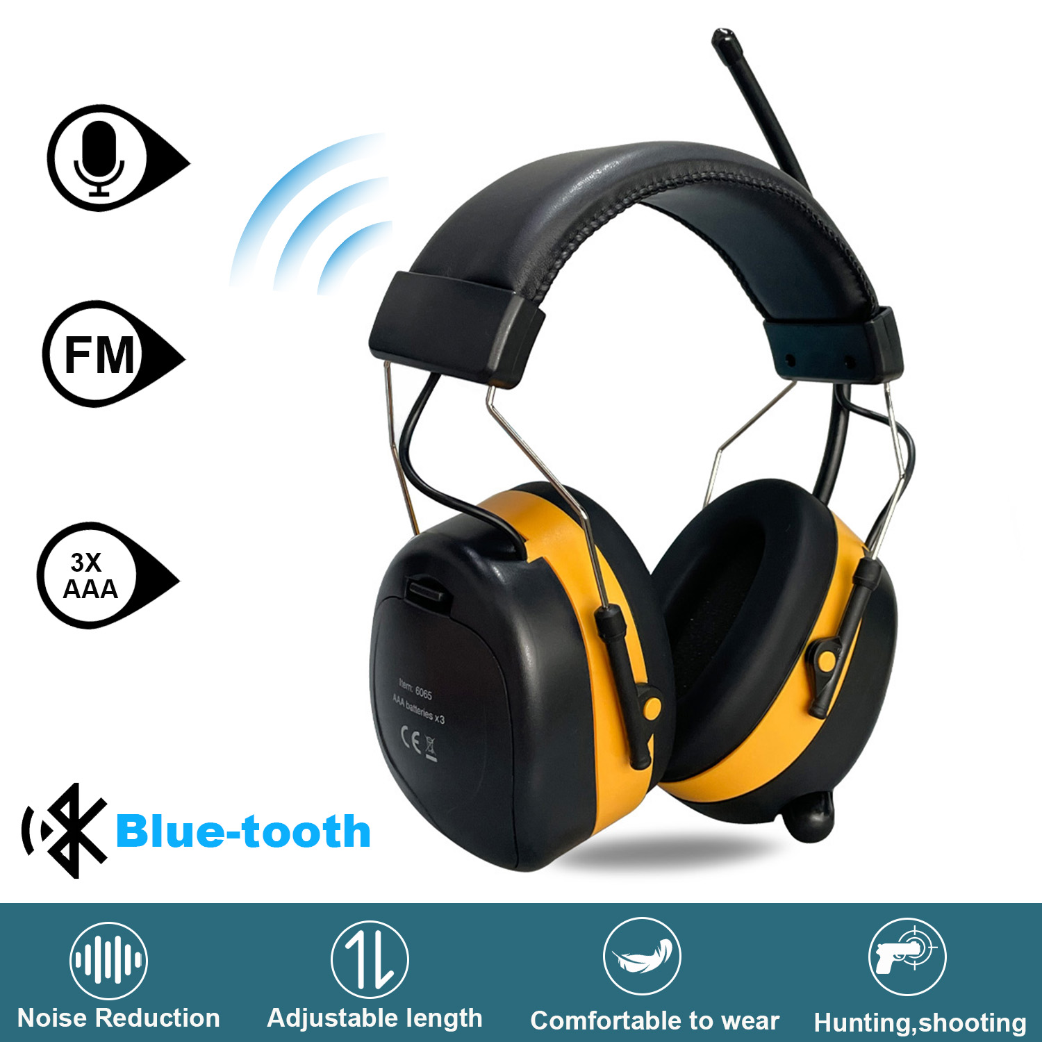 Drahtlose Bluetooth 5.1-Kopfhörer, Gehörschutz-Technologie, 28 dB, NRR, Gehörschutz zum Mähen, Bauarbeiten, Geschäfte