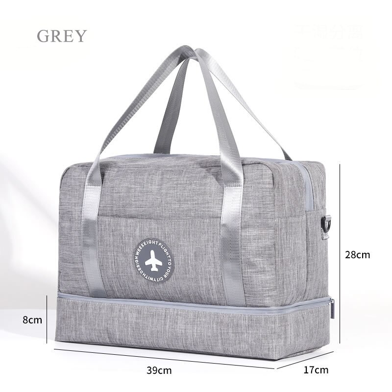 JULY&#39;S SONG Oxford Dry Wet Separation Travel Organizer Luggage Handbag Large Capacity Duffle Swimming Bag With Shoulder Strap: 3