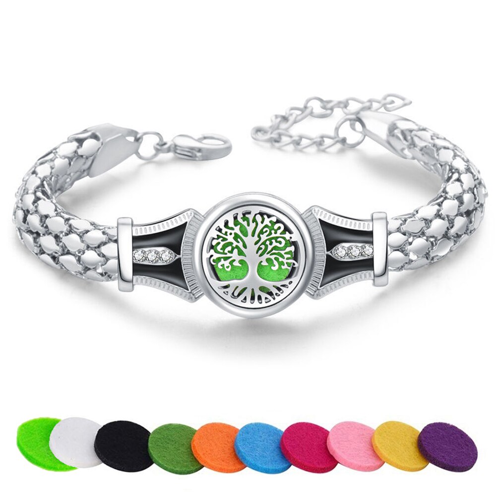 Aromatherapie Armbinde Schmuck Ätherisches Öl Diffusor FlüGel Blume Liebe Baum Medaillon Armbinde Parfüm Medaillon Armreif Magnetische: MN0004