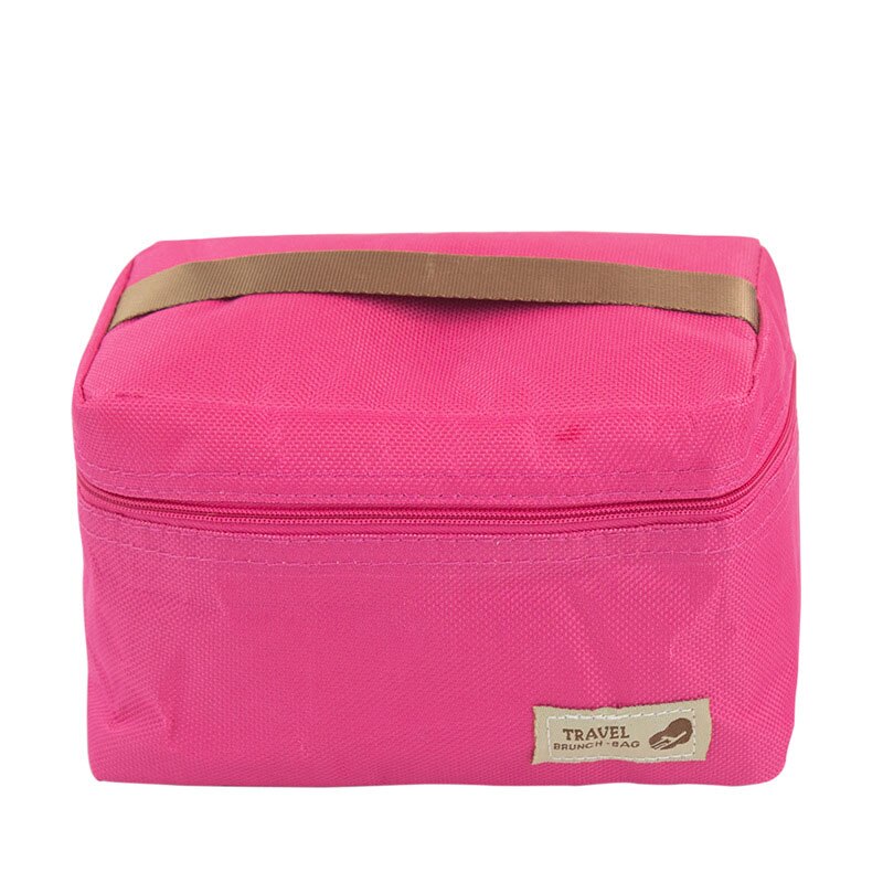 Practical Small Portable Waterproof Cooler Bags Cans Wine Food Fresh keeping Ice Thermal Insulation Picnic Lunch Box Bag: Rose red