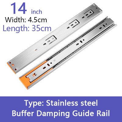 Stainless Steel Drawer Slides Soft Close Track Cushioned Silent Closing Three Section Sliding Rails Furniture Hardware: D