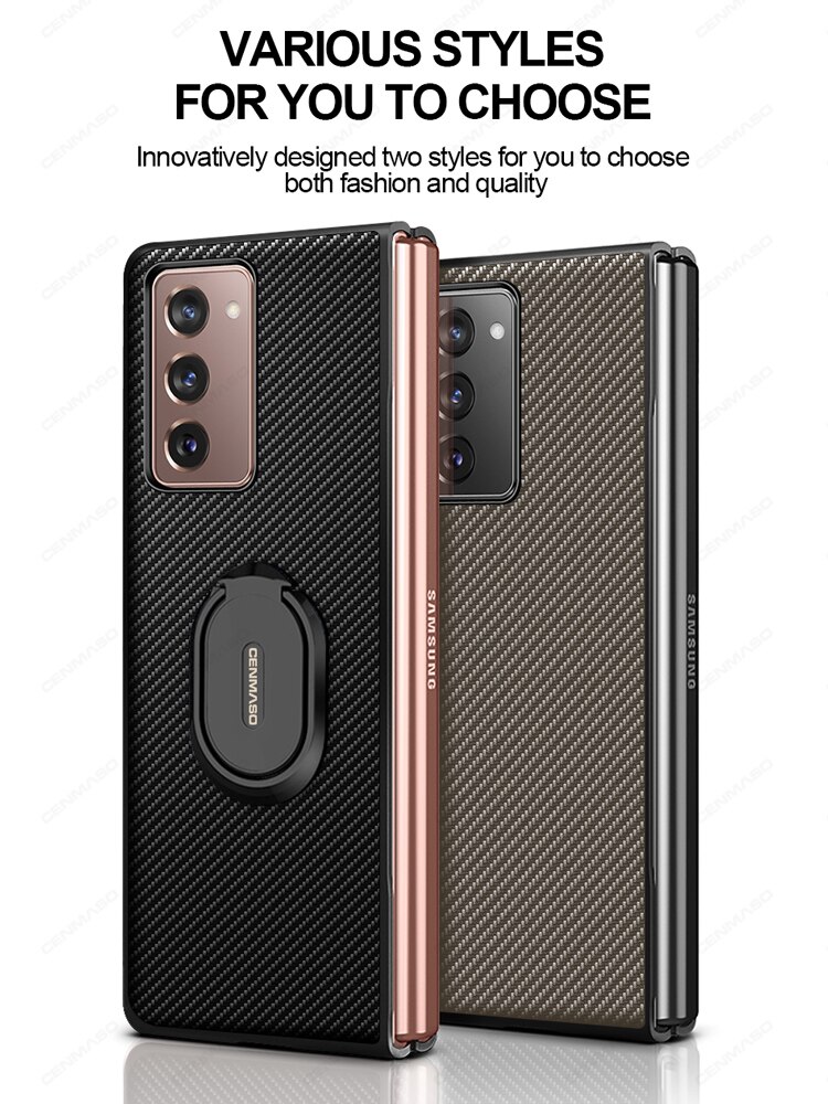 per Samsung galassia Z piega 2 Caso Ebaicase Originale in Fibra di Carbonio struttura con Il Supporto di Cuoio Della Copertura Posteriore per La Galassia Z piega 2 Caso
