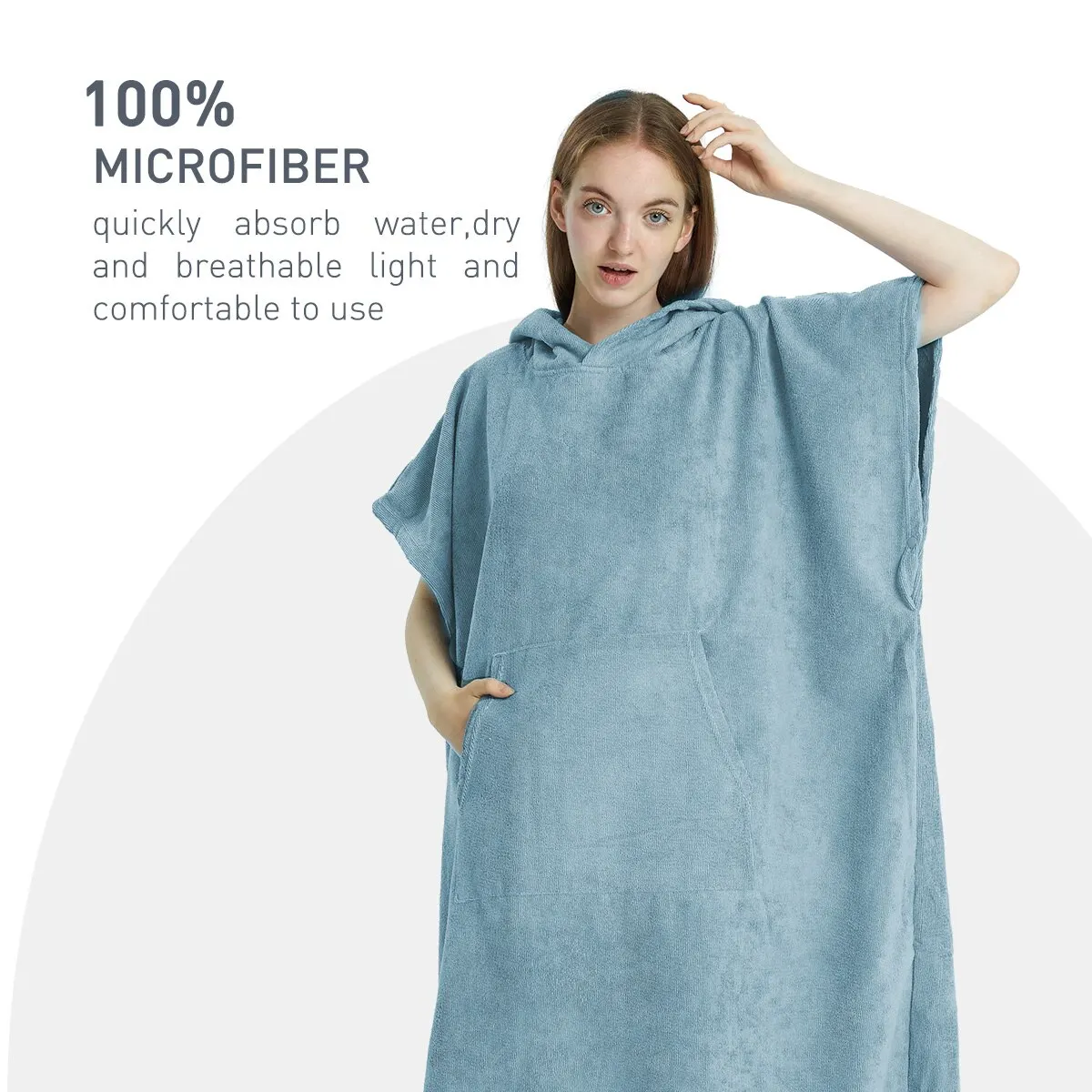 Surfeponcho, håndkleponcho, hurtigtørkende håndkle, hettegenser med mikrofiber, strandkåpe, skifteponcho, badehåndkle, strandponcho for voksne