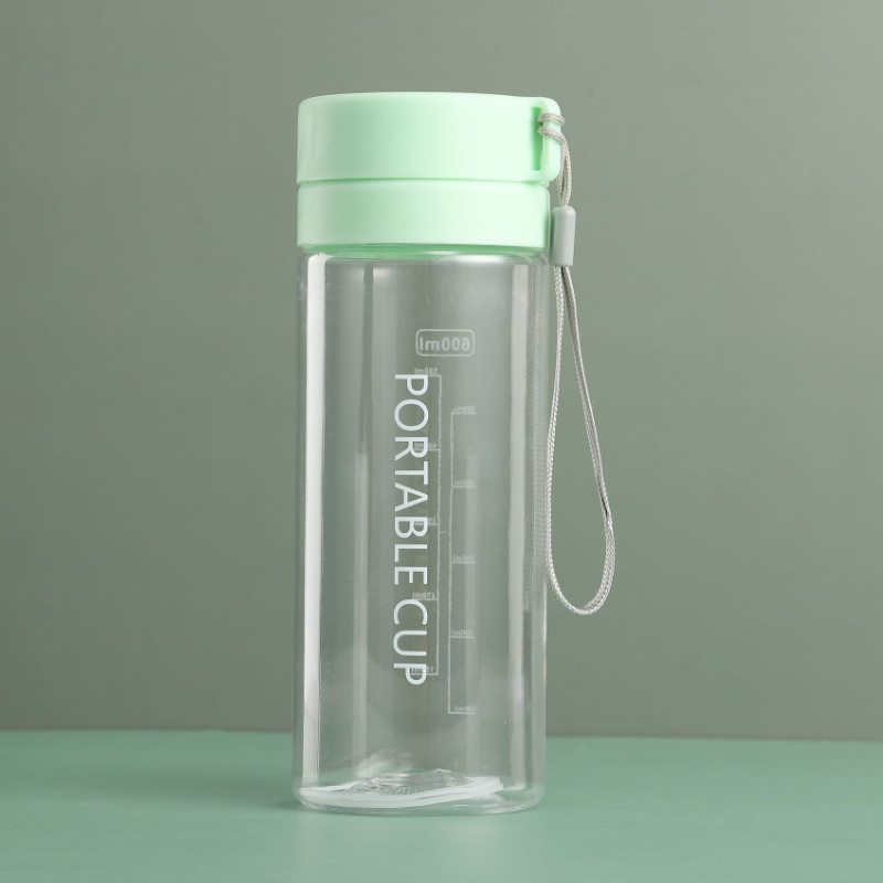 Plastic Cup Mannelijke En Vrouwelijke Studenten -Proof Water Cup Outdoor Cup 02: 600 ml Green A
