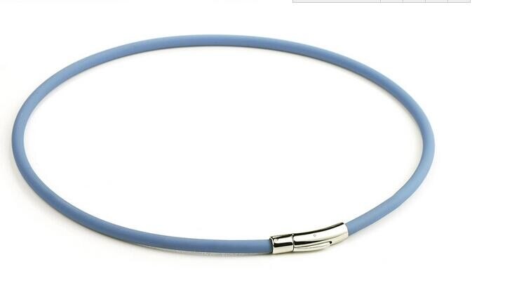 stainless steel magnetic buckle multi-color silicon rubber energy necklace for magnetic therapy and the necklace: blue / 45cm