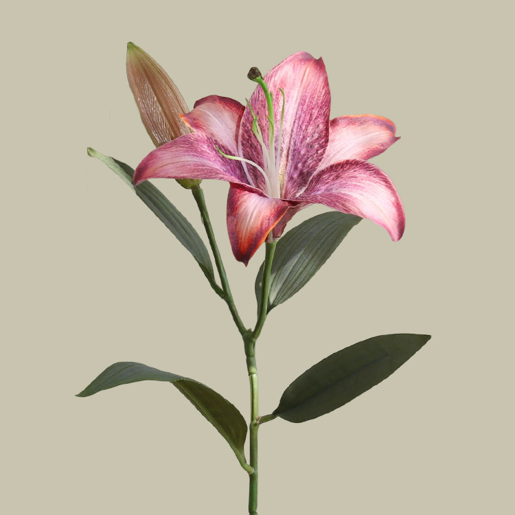 Kunstige blomster 2 hoveder efterårsfarvede liljer grene hjem have dekorativ simulering blomst hvid lilje hotel dekoration