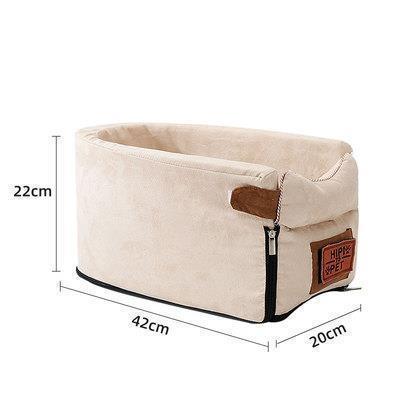 Draagbare Hond Huisdier Autostoel Centrale Controle Antislip Hond Carriers Veiligheid Auto Armsteun Box Kennel Hond Bed Voor Kleine Hond kat Reizen: beige