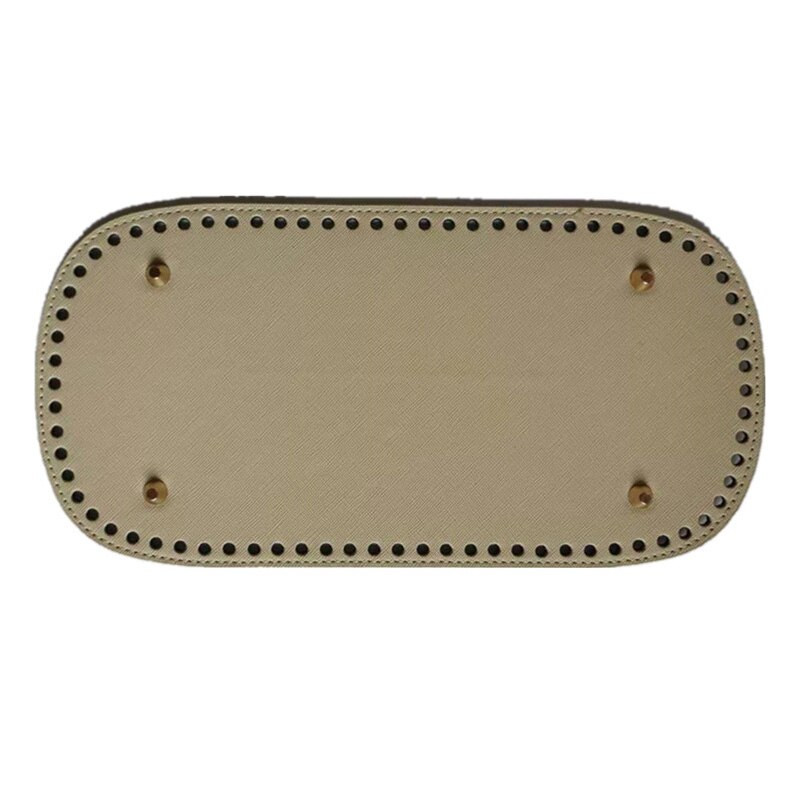 Gør-det-selv håndlavet vævet taske hardware lædertilbehør pu krydsmønster 30*15 bundet gør-det-selv taske pu læder oval tasketilbehør: Hvid