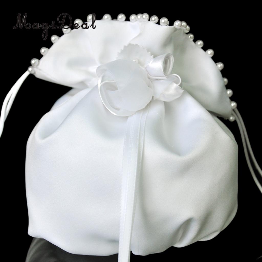 Linzi Jay Girls White Organza Dolly Bag with Pearl and Diamante:- LD17WT main image 1