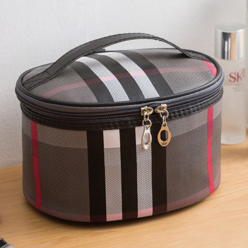 Bolsa de almacenamiento de cosméticos portátil de gran capacidad impermeable de con múltiples patrones, almacenamiento de viaje simple multifuncional: Gris
