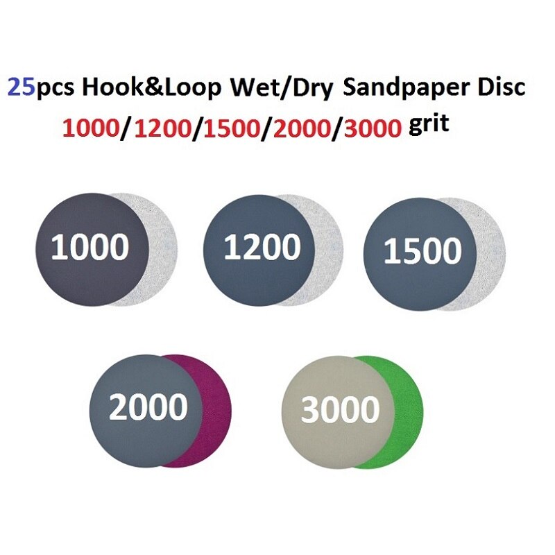 25pcs 3 Inch Wet/Dry Sanding Disc 75mm Hook&Loop Sandpaper 1000-3000 Grit 2000 Grit Sand Paper Abrasive Tools