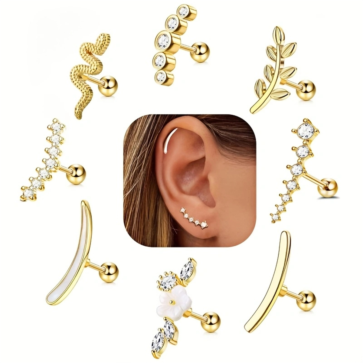 Boucles d'oreilles à vis arrière en acier inoxydable pour femmes, 2 pièces, 16G, bijoux de perçage d'oreille hélice de conque de Cartilage de Zerconie cubique