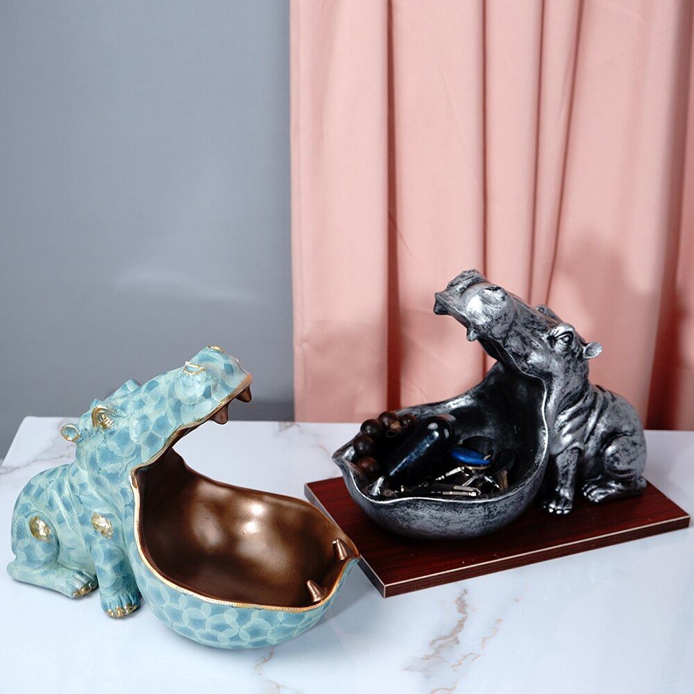 Nijlpaard beeld liggend bruin 8 cm - De Blaker exclusief