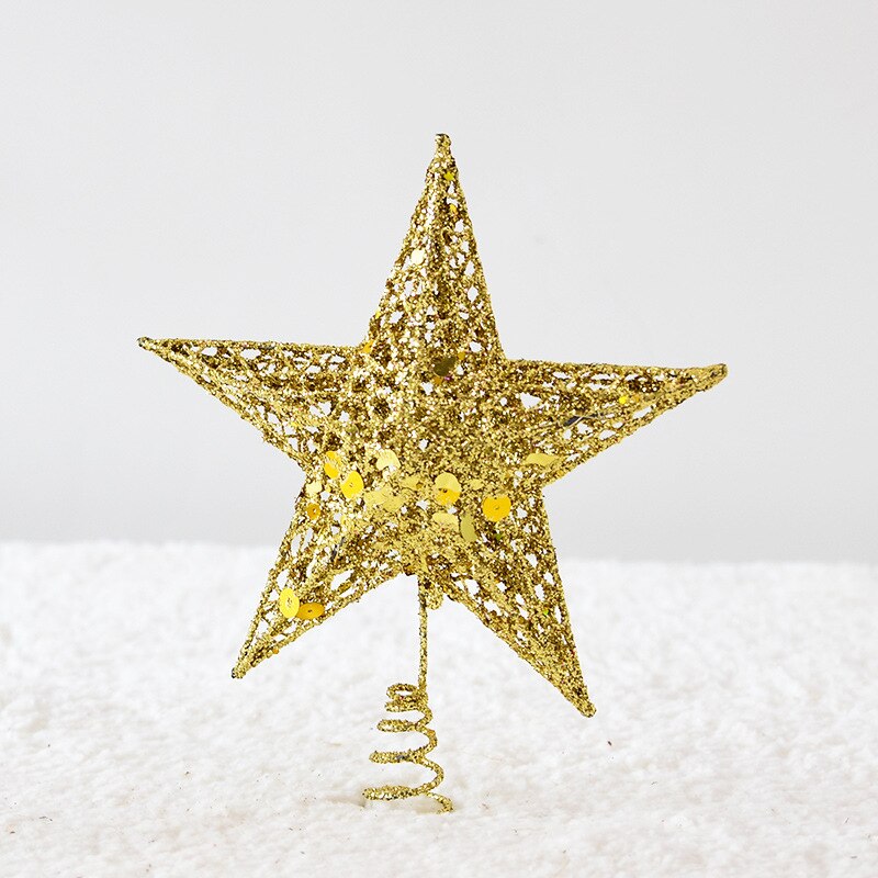 Décoration de sapin de noël en fer forgé, décoration scintillante, étoile à cinq branches: 15X20cm-gold