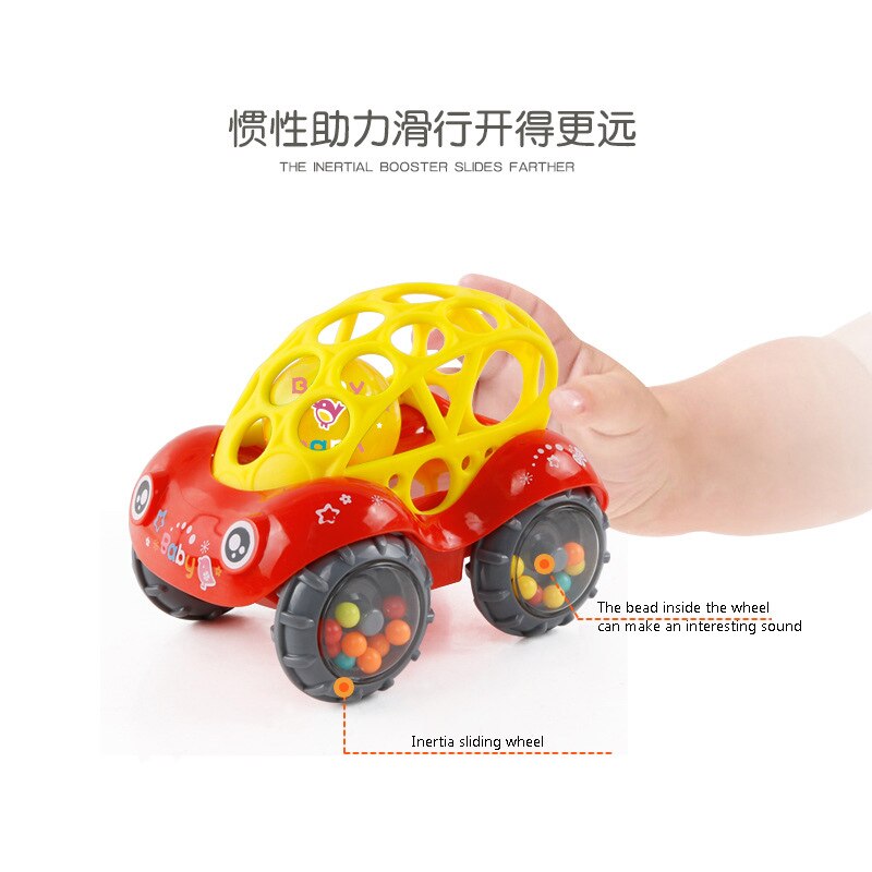 Baby Auto Bel Ringen Grip Soft Speelgoed baby Guttapercha Hand Catching Bal 0-3 maanden Kleur ballen Binnen Wielen maken geluid